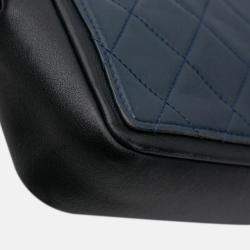 Pre Owned Chanel Blue Medium Bicolor Calfskin Graphic Flap