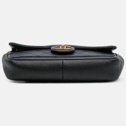 Pre Owned Chanel Blue Medium Bicolor Calfskin Graphic Flap