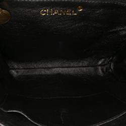 Pre Owned Chanel Black CC Quilted Velvet Flap