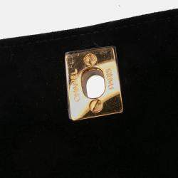 Pre Owned Chanel Black CC Quilted Velvet Flap