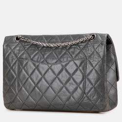 Pre Owned Chanel Grey 50th Anniversary Reissue 2.55 Aged Calfskin Double Flap 227
