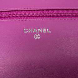 Pre Owned Chanel Purple Lambskin Boy Wallet on Chain