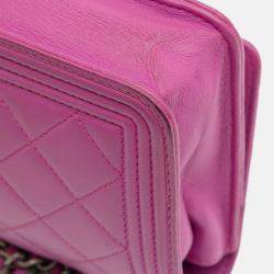 Pre Owned Chanel Purple Lambskin Boy Wallet on Chain