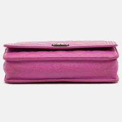 Pre Owned Chanel Purple Lambskin Boy Wallet on Chain