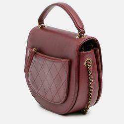 Pre Owned Chanel Red Small Calfskin Coco Curve Flap
