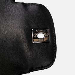 Pre Owned Chanel Black Small Quilted Lambskin Coco Loop Flap