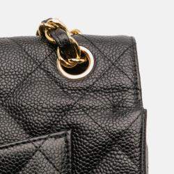 Pre Owned Chanel Black Jumbo Classic Caviar Double Flap
