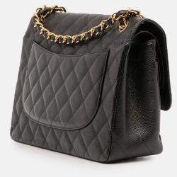 Pre Owned Chanel Black Jumbo Classic Caviar Double Flap