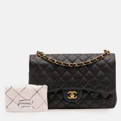 Pre Owned Chanel Black Jumbo Classic Caviar Double Flap