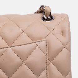 Pre Owned Chanel Beige Jumbo Classic Lambskin Double Flap