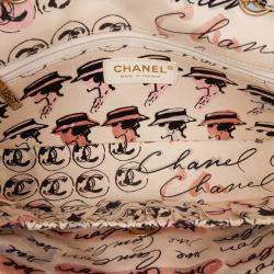 Pre Owned Chanel White Small Quilted Nylon Printed Rue Cambon Flap