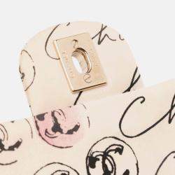 Pre Owned Chanel White Small Quilted Nylon Printed Rue Cambon Flap