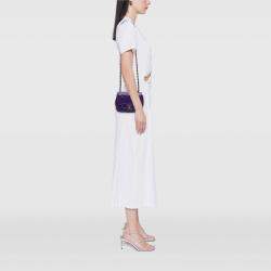Pre Owned Chanel Purple Mini Square Classic Patent Single Flap Bag