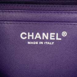 Pre Owned Chanel Purple Mini Square Classic Patent Single Flap Bag