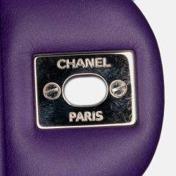 Pre Owned Chanel Purple Mini Square Classic Patent Single Flap Bag