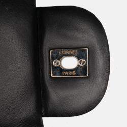 Pre Owned Chanel Black Maxi Classic Chevron Patent Single Flap Bag