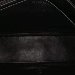 Pre Owned Chanel Black Maxi Classic Chevron Patent Single Flap Bag