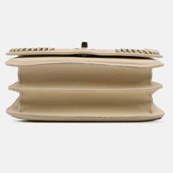 Pre Owned Chanel Cream Small Calfskin Braided Chic Flap Bag