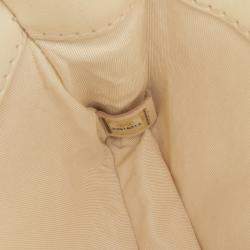 Pre Owned Chanel Cream Small Calfskin Braided Chic Flap Bag