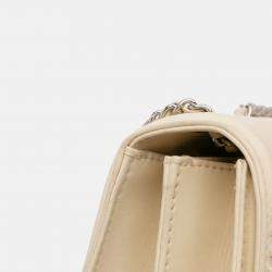 Pre Owned Chanel Cream Small Calfskin Braided Chic Flap Bag