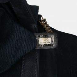Pre Owned Chanel Navy Blue Medium Quilted Calfskin Triple Stitched Flap