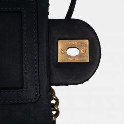 Pre Owned Chanel Navy Blue Medium Quilted Calfskin Triple Stitched Flap