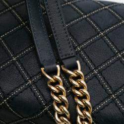 Pre Owned Chanel Navy Blue Medium Quilted Calfskin Triple Stitched Flap