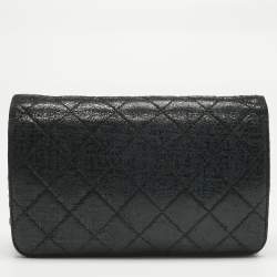 Pre Owned Chanel Black Quilted Crackled Leather CC Wallet on Chain