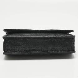 Pre Owned Chanel Black Quilted Crackled Leather CC Wallet on Chain