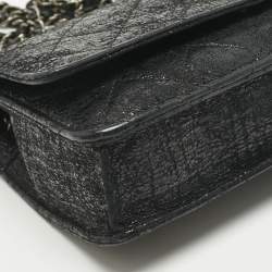 Pre Owned Chanel Black Quilted Crackled Leather CC Wallet on Chain