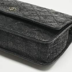 Pre Owned Chanel Black Quilted Crackled Leather CC Wallet on Chain
