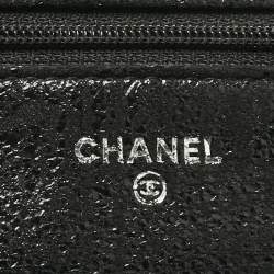 Pre Owned Chanel Black Quilted Crackled Leather CC Wallet on Chain