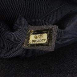 Pre Owned Chanel Navy Blue Medium Classic Printed Grosgrain Double Flap