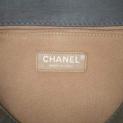 Pre Owned Chanel Grey Large Calfskin Ultra Stitch Hamptons Enamel CC Tote
