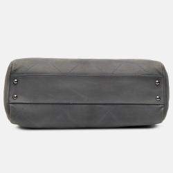 Pre Owned Chanel Grey Large Calfskin Ultra Stitch Hamptons Enamel CC Tote