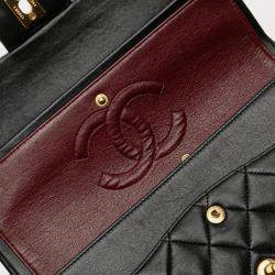 Pre Owned Chanel Black Medium Classic Lambskin Double Flap