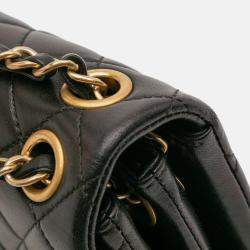 Pre Owned Chanel Black Quilted Lambskin Pagoda Accordion Flap
