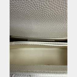 Pre Owned Chanel White Quilted Caviar Leather Mini Coco Top Handle Bag