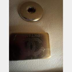 Pre Owned Chanel White Quilted Caviar Leather Mini Coco Top Handle Bag