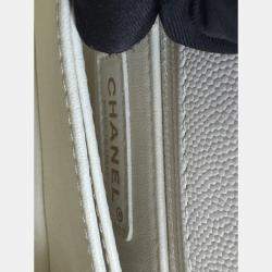 Pre Owned Chanel White Quilted Caviar Leather Mini Coco Top Handle Bag