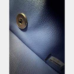 Pre Owned Chanel Blue Leather Mini Square Classic Single Flap