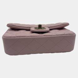 Pre Owned حقيبة شانيل وردية جلدية مبطنة صغيرة مستطيلة كلاسيكية برفرف واحد