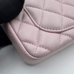 Pre Owned حقيبة شانيل وردية جلدية مبطنة صغيرة مستطيلة كلاسيكية برفرف واحد