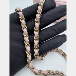 Pre Owned حقيبة شانيل وردية جلدية مبطنة صغيرة مستطيلة كلاسيكية برفرف واحد