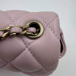 Pre Owned حقيبة شانيل وردية جلدية مبطنة صغيرة مستطيلة كلاسيكية برفرف واحد