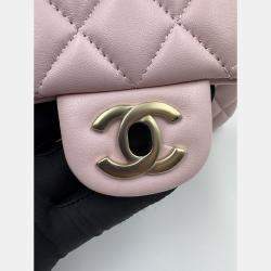 Pre Owned حقيبة شانيل وردية جلدية مبطنة صغيرة مستطيلة كلاسيكية برفرف واحد