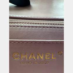 Pre Owned حقيبة شانيل وردية جلدية مبطنة صغيرة مستطيلة كلاسيكية برفرف واحد
