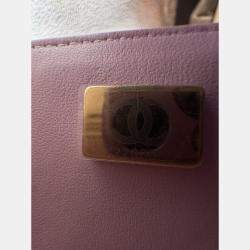 Pre Owned حقيبة شانيل وردية جلدية مبطنة صغيرة مستطيلة كلاسيكية برفرف واحد