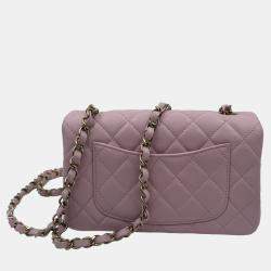 Pre Owned Chanel Pink Quilted Leather Mini Rectangle Classic Single Flap Bag