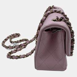 Pre Owned Chanel Pink Quilted Leather Mini Rectangle Classic Single Flap Bag